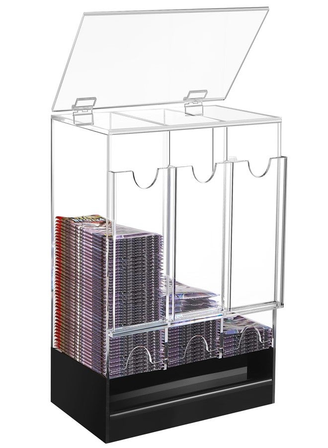 CHEPULA 3-Slot Booster Pack Dispenser, Card Dispenser Storage, Acrylic Booster Box for Trading Card/Sports Booster Packs (Top lid-opening) - Image 1
